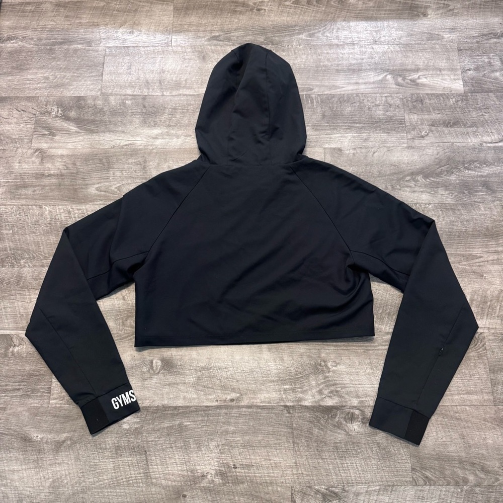 NWOT Gymshark Non Stop Black Cropped Hoodie Womens Sz. L - Picture 2 of 9